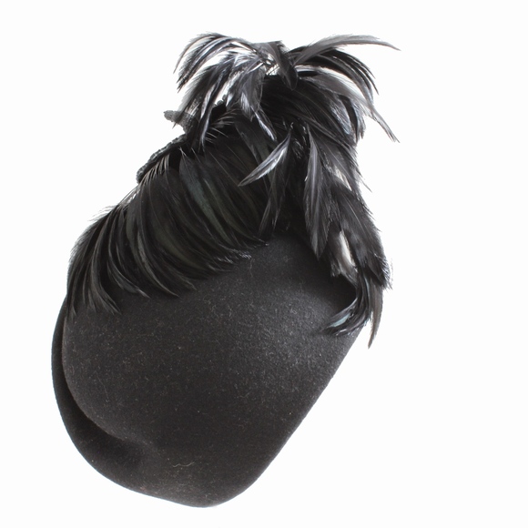 Jack McConnell Hat Wool & Feather Clochette Vintage Fascinator Designer HTF Rare